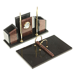 Настольный письменный набор из лемезита и змеевика с часами Royal Accessory варинант исполнения - 2 | Loft Concept в Санкт-петербурге