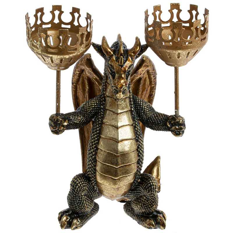 Подсвечник в виде дракона Dragon with Two Candlesticks Красный Золотой Черный в Санкт-петербурге | Loft Concept 