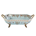 Блюдо прямоугольное из голубого фарфора с ручками и рисунком птиц и цветов Blue Garden варинант исполнения - 1 | Loft Concept в Санкт-петербурге