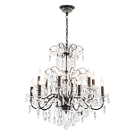 Люстра с хрустальными подвесками и металлическим основанием Диаметр 80 см Rococo Iron & Crystal Chandelier варинант исполнения - 2 | Loft Concept в Санкт-петербурге