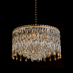 Люстра круглая с хрустальными подвесками на золотистом каркасе Roul Crystal Light варинант исполнения - 4 | Loft Concept в Санкт-петербурге
