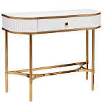 Консоль с ящиком белая с золотом Textured White Console with Gold варинант исполнения - 1 | Loft Concept в Санкт-петербурге