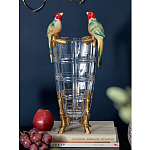 Ваза из прозрачного стекла с бронзовыми ножками и фигурками попугаев Eden Garden porcelain and bronze варинант исполнения - 1 | Loft Concept в Санкт-петербурге