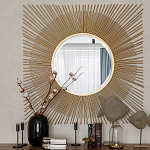 Зеркало-солнце круглое с золотыми лучам Sunrise варинант исполнения - 2 | Loft Concept в Санкт-петербурге