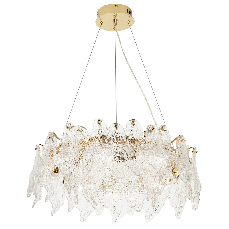 Люстра с декором из текстурированного стекла Textured Glass Chandelier 8 Золотой Прозрачное Стекло в Санкт-петербурге | Loft Concept 