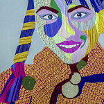 Картина с вышивкой Портрет wall panel People with the yellow ear 3 варинант исполнения - 1 | Loft Concept в Санкт-петербурге