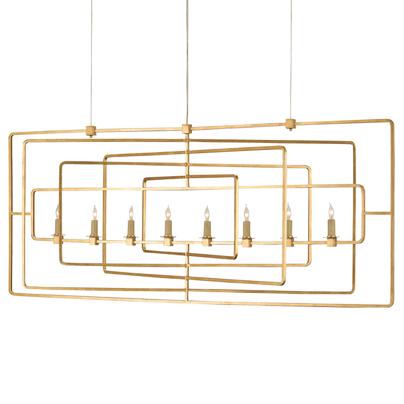 Люстра золотая из пересекающихся прямоугольных элементов Thin Intersecting Rectangles Золотой в Санкт-петербурге | Loft Concept 