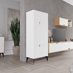Комод белый с 4-мя дверцами на металлических ножках SPARK MULTIPURPOSE CABINET WHITE варинант исполнения - 4 | Loft Concept в Санкт-петербурге