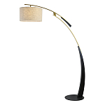 Торшер с изогнутой черной металлической ножкой и цилиндрическим абажуром из ткани Arched Metal Base  варинант исполнения - 1 | Loft Concept в Санкт-петербурге