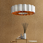 Люстра круглая фактурная в сочетании белого и золотого цвета Wide Stripes of Ribbon варинант исполнения - 5 | Loft Concept в Санкт-петербурге