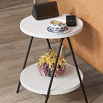 Стол приставной с 2-мя круглыми белыми столешницами ESSEL SIDE TABLE WHITE варинант исполнения - 9 | Loft Concept в Санкт-петербурге