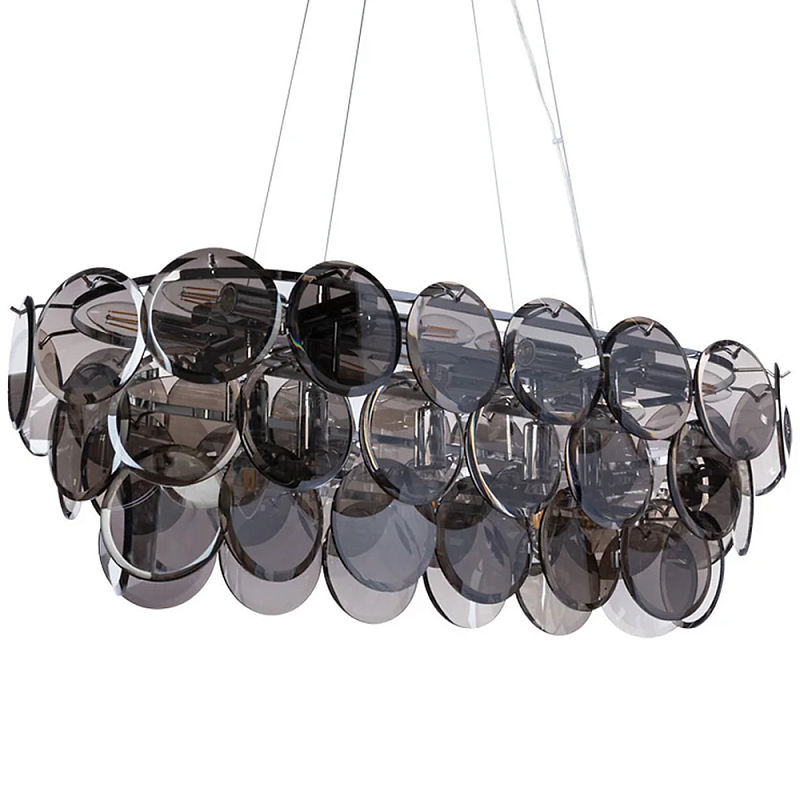 Люстра с круглыми стеклянными подвесками Cardiel Smok Glass Chandelier Стекло Смок Хром в Санкт-петербурге | Loft Concept 