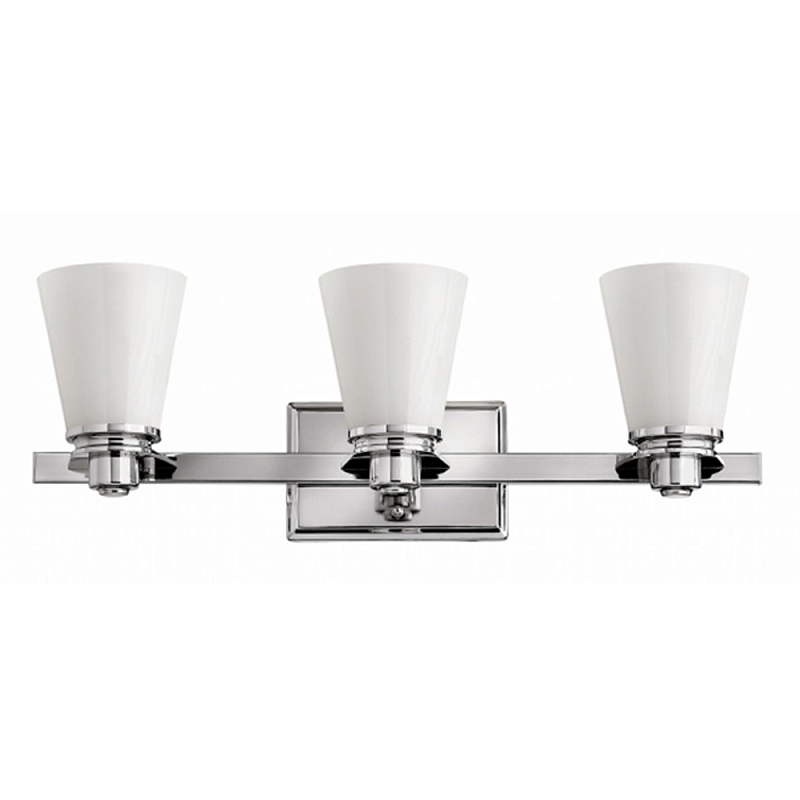 Бра для ванных комнат с белыми стеклянными конусными плафонами Hinkley Хром Белый в Санкт-петербурге | Loft Concept 