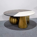 Дизайнерский журнальный стол с круглой столешницей на 3-х геометрических ножках Lehumod варинант исполнения - 1 | Loft Concept в Санкт-петербурге