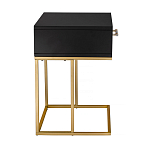 Приставной столик с резным узором на выдвижном ящике Black Table Carved Pattern варинант исполнения - 5 | Loft Concept в Санкт-петербурге