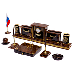 Настольный письменный набор с часами из природного камня обсидиана Royal Set варинант исполнения - 2 | Loft Concept в Санкт-петербурге