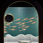 Обои с вышивкой ручной работы Deco Fish Original colourway варинант исполнения - 2 | Loft Concept в Санкт-петербурге