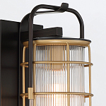 Настенный фонарь цилиндрической формы с рифленым стеклом в золотом каркасе на черном прямоугольном основании Eurofase варинант исполнения - 16 | Loft Concept в Санкт-петербурге