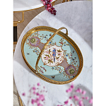 Блюдо овальное с ручкой и голубым фарфоровым дном с цветочным рисунком Blue Garden варинант исполнения - 2 | Loft Concept в Санкт-петербурге