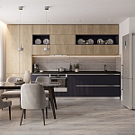 Прямая кухня с фасадом под дерево Maurice Kitchen Set варинант исполнения - 1 | Loft Concept в Санкт-петербурге