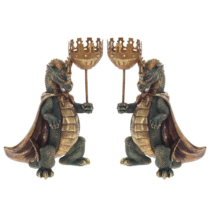 Подсвечник в виде дракона Dragon candlestick Green Gold Brown L or R Зеленый Золотой Коричневый в Санкт-петербурге | Loft Concept 