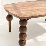 Обеденный стол деревянный с круглыми декоративными элементами на ножках Koko варинант исполнения - 4 | Loft Concept в Санкт-петербурге