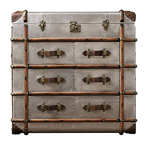 Комод в стиле Лофт RH Richards Polished Aluminum Trunks Chest