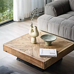 Дизайнерский журнальный стол квадратный с черным трапециевидным основанием Wokab варинант исполнения - 2 | Loft Concept в Санкт-петербурге