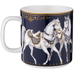 Кружка из фарфора синяя с изображением лошадей 400 мл Porcelain Horse Set варинант исполнения - 1 | Loft Concept в Санкт-петербурге