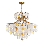 Люстра подвесная с белыми и золотыми круглыми подвесками Диаметр 70 см SHELL Chandelier варинант исполнения - 1 | Loft Concept в Санкт-петербурге