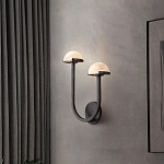 Бра с 2-мя мраморными плафонами на черном корпусе Light Warm Light варинант исполнения - 2 | Loft Concept в Санкт-петербурге