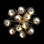 Потолочная люстра круглая ветвистыми бронзовыми элементами и стеклянными рифлеными дисками Textured Glass Chandelier варинант исполнения - 2 | Loft Concept в Санкт-петербурге