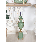 Ваза зеленого цвета из фарфора на высокой подставке с бронзовыми ручками Eden Garden porcelain and bronze варинант исполнения - 4 | Loft Concept в Санкт-петербурге