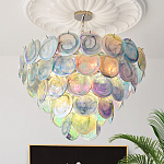 Люстра с каскадом из круглых разноцветных стеклянных дисков Mother of Pearl Iridescence варинант исполнения - 1 | Loft Concept в Санкт-петербурге
