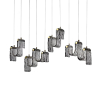 Подвесной светильник линейный с плафонами волнистой формы из фактурного стекла Big Wave варинант исполнения - 2 | Loft Concept в Санкт-петербурге