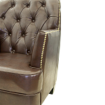 Кресло кожаное c мягкими подлокотниками на 4-х деревянных ножках из массива березы Joseph Armchair brown варинант исполнения - 3 | Loft Concept в Санкт-петербурге