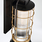 Настенный фонарь цилиндрической формы с рифленым стеклом в золотом каркасе на черном прямоугольном основании Eurofase варинант исполнения - 4 | Loft Concept в Санкт-петербурге