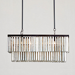 Люстра линейная прямоугольная с подвесками из натурального перламутра Nacre варинант исполнения - 2 | Loft Concept в Санкт-петербурге