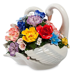 Статуэтка фарфоровая Лебеди с цветами Charming Statuette варинант исполнения - 1 | Loft Concept в Санкт-петербурге