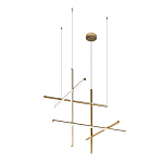 Люстра с 6-ю  пересекающимися цилиндрическими плафонами на тонких тросах Trumpet tube варинант исполнения - 2 | Loft Concept в Санкт-петербурге