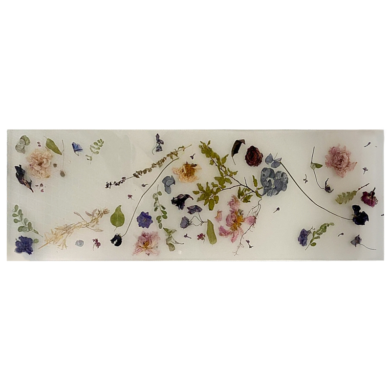 Поднос для ванны из эпоксидной смолы с цветами белая Epoxy Resin Flowers Bath Tray White Белый Мульти в Санкт-петербурге | Loft Concept 