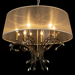 Люстра подвесная круглая с тканевым полупрозрачным абажуром и подвесками 6 ламп Gilded Elegance варинант исполнения - 5 | Loft Concept в Санкт-петербурге
