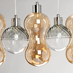 Люстра с 3-мя плафонами волнообразной формы цвета янтарь и 2-мя прозрачными шарообразными плафонами Lucid Rain  варинант исполнения - 7 | Loft Concept в Санкт-петербурге