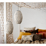 Подвесной светильник вертикальной овальной формы украшенный белыми круглыми бусинами Gradient Oval Pendant Lamp White варинант исполнения - 3 | Loft Concept в Санкт-петербурге