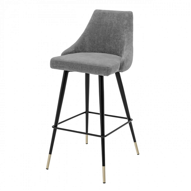 Барный стул Eichholtz Bar Stool Cedro Grey Серый Черный Латунь в Санкт-петербурге | Loft Concept 