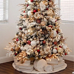 Заснеженная Новогодняя Ель с золотыми листьями и цветами в комплекте варинант исполнения - 3 | Loft Concept в Санкт-петербурге