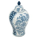 Ваза с крышкой и голубым цветочным рисунком 37 см Blue & White Ornament варинант исполнения - 1 | Loft Concept в Санкт-петербурге