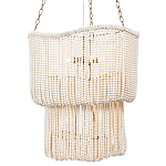 Двухъярусная люстра с подвесками из круглых деревянных бусин белая White Beads Two-tier Chandelier варинант исполнения - 1 | Loft Concept в Санкт-петербурге