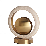 Настольная лампа с бежевым текстурным кольцом и латунным шаром в центре Tactile   варинант исполнения - 1 | Loft Concept в Санкт-петербурге