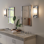 Бра для ванных комнат с цилиндрическим плафоном на прямоугольном зеркальном основании Feiss варинант исполнения - 2 | Loft Concept в Санкт-петербурге